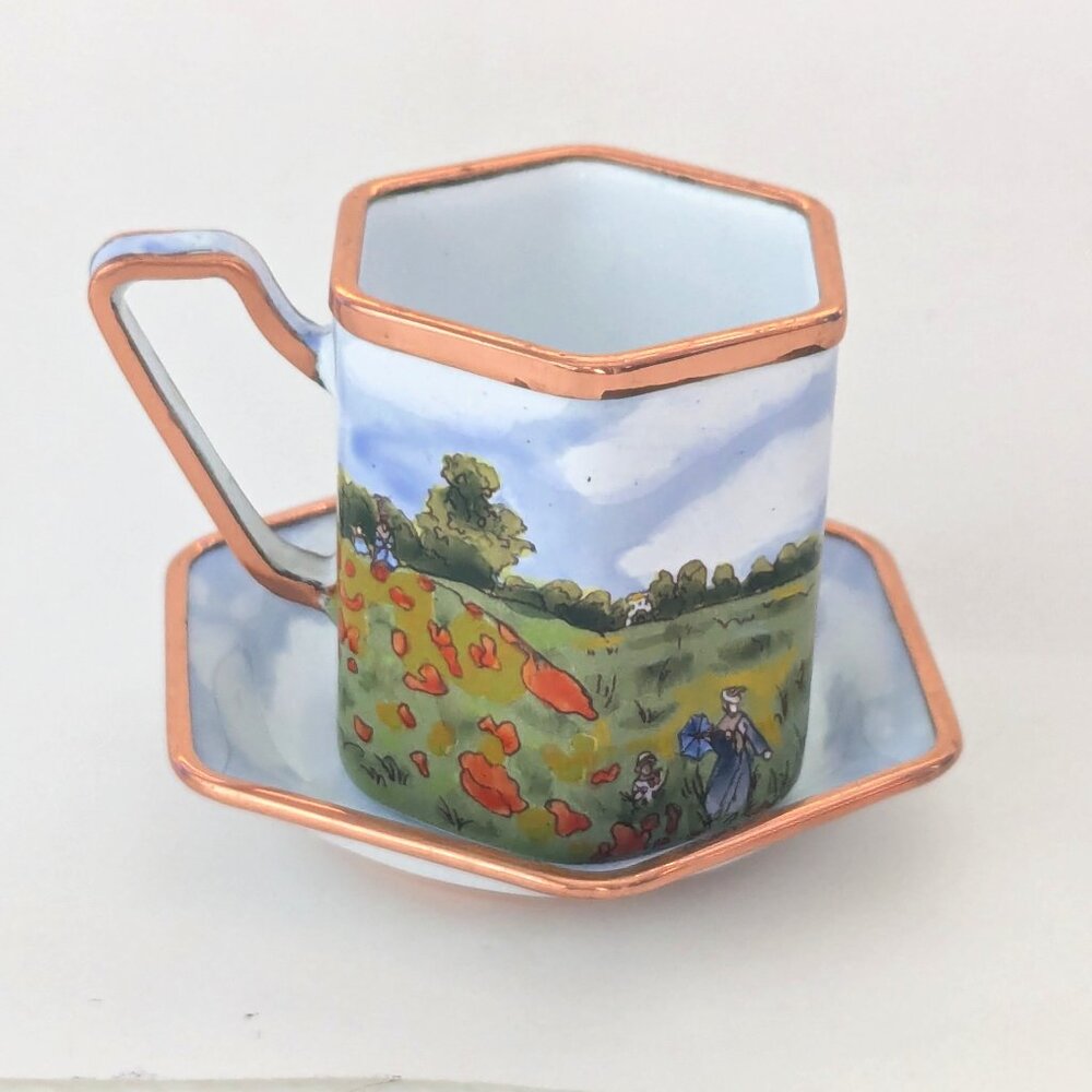 Charlotte di Vita Hand Painted Edition No. H274 Miniature Cup & Saucer Set